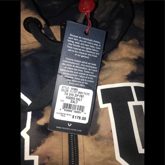 True Religion Arched Logo Tie-Dyed Hoodie - 2XL